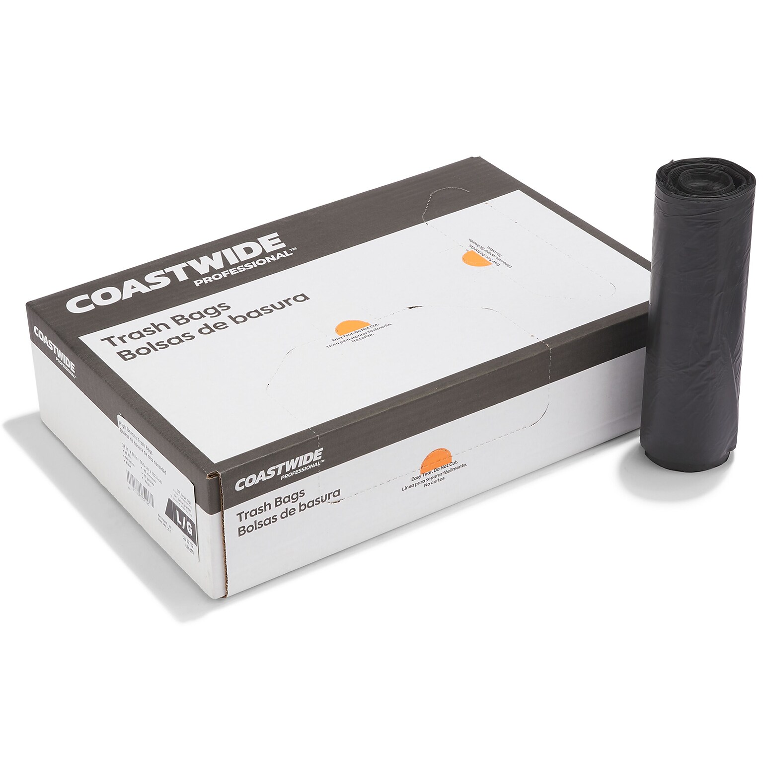 Coastwide Professional™ 55-60 Gallon Trash Bag, 38 x 60, High Density, 22 mic, Black, 150 Bags/Box (CW17712)