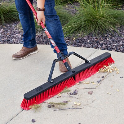 Libman Commercial 36" Multi-Surface Heavy-Duty Push Broom, Red & Black Bristles, 3/Carton (1101)