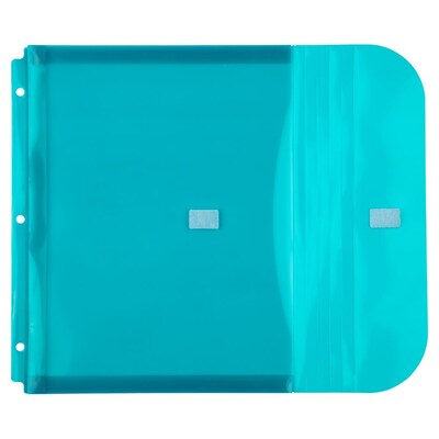 JAM Paper Plastic Binder Pocket, 3-Hole Punched, Teal, 3/Pack (218VB1tex3)