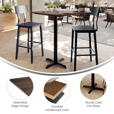 Flash Furniture Acadia Wooden Dining Table with X-Base, 23.75"D x 29.75"W, Dark Brown/Black Base (ST2430WBRT2222B)