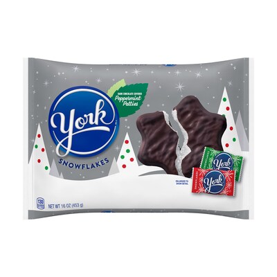 YORK Dark Chocolate Peppermint Patties Snowflakes Christmas Candy Bag, 16 oz (HEC02954)