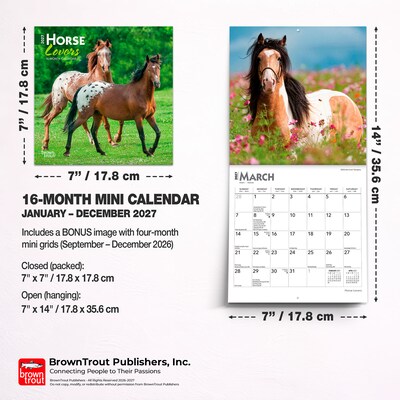2027 BrownTrout Horse Lovers 7" x 7" Monthly Wall Calendar (9798330709823)