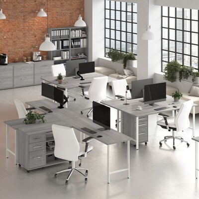 Bush Business Furniture Hustle 60"W L Shaped Computer Desk with Metal Legs, Platinum Gray (HUS003PG)