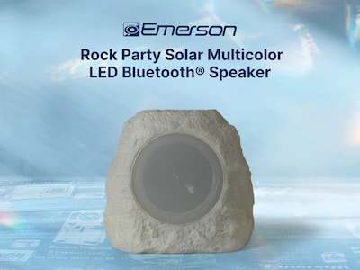 Emerson Bluetooth Outdoor Rock Speaker with Solar Charging, Waterproof, Light Gray (ERS-1002)