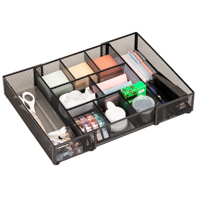 Mind Reader 10-Compartment Metal Desk Organizer, Black (DEERX-BLK)