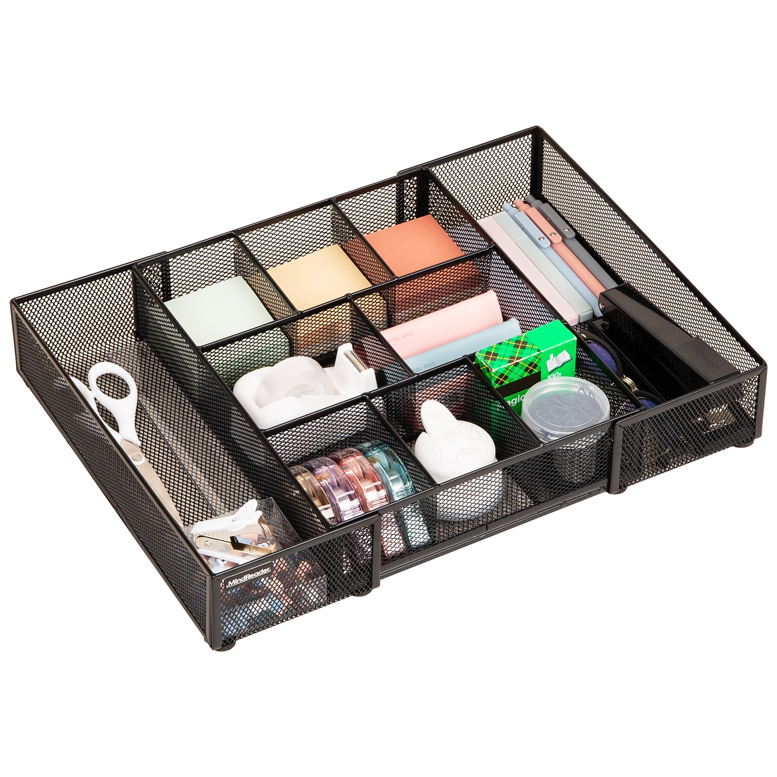 Mind Reader 10-Compartment Metal Desk Organizer, Black (DEERX-BLK)