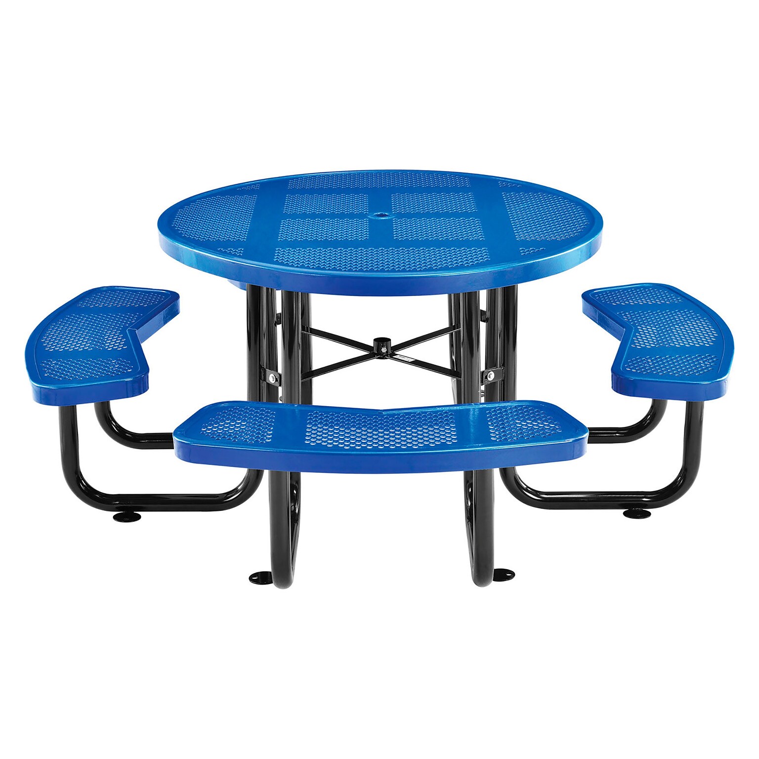 Global Industrial 46 Round Outdoor Steel Picnic Table, Perforated Metal, Blue (262078BL)