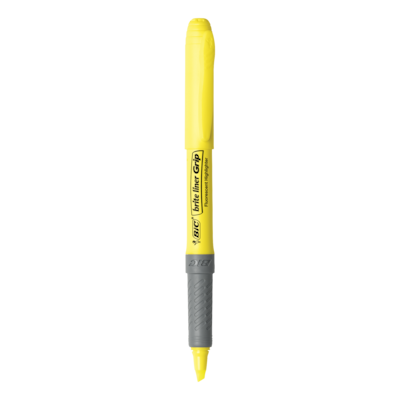 BIC Brite Liner Highlighters with Grip, Chisel Tip, Yellow, 5/Pack (GBLP51-YEL)