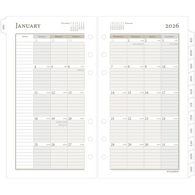 2026 AT-A-GLANCE 6.75" x 3.75" Daily & Monthly Refill Pages, White/Brown (471-225-26)