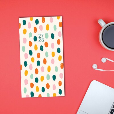 2026-2028 Willow Creek Happy Dots 3.5" x 6.5" Monthly Pocket/Wallet Calendar, Assorted Colors (66256)