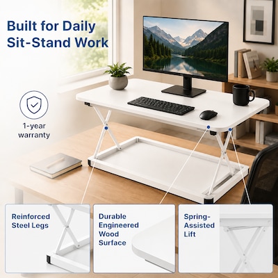 Uncaged Ergonomics CHANGEdesk 27.5"W Mini Desktop Standing Desk Converter, White (CDMM-W)