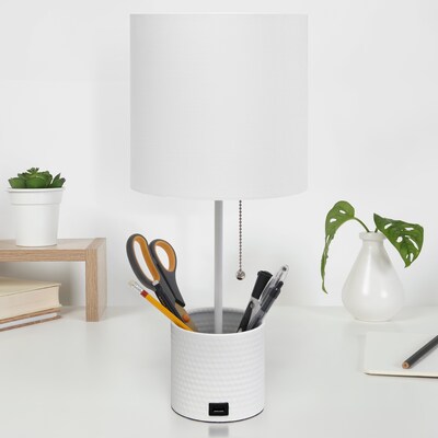 Creekwood Home 18.5" LED Table Lamp with USB Port, White (CWT-1007-WH)