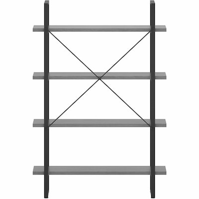 Lorell SOHO 57.5 4-Shelf Rustic Metal Frame Bookcase, Weathered Charcoal Steel (LLR97620)