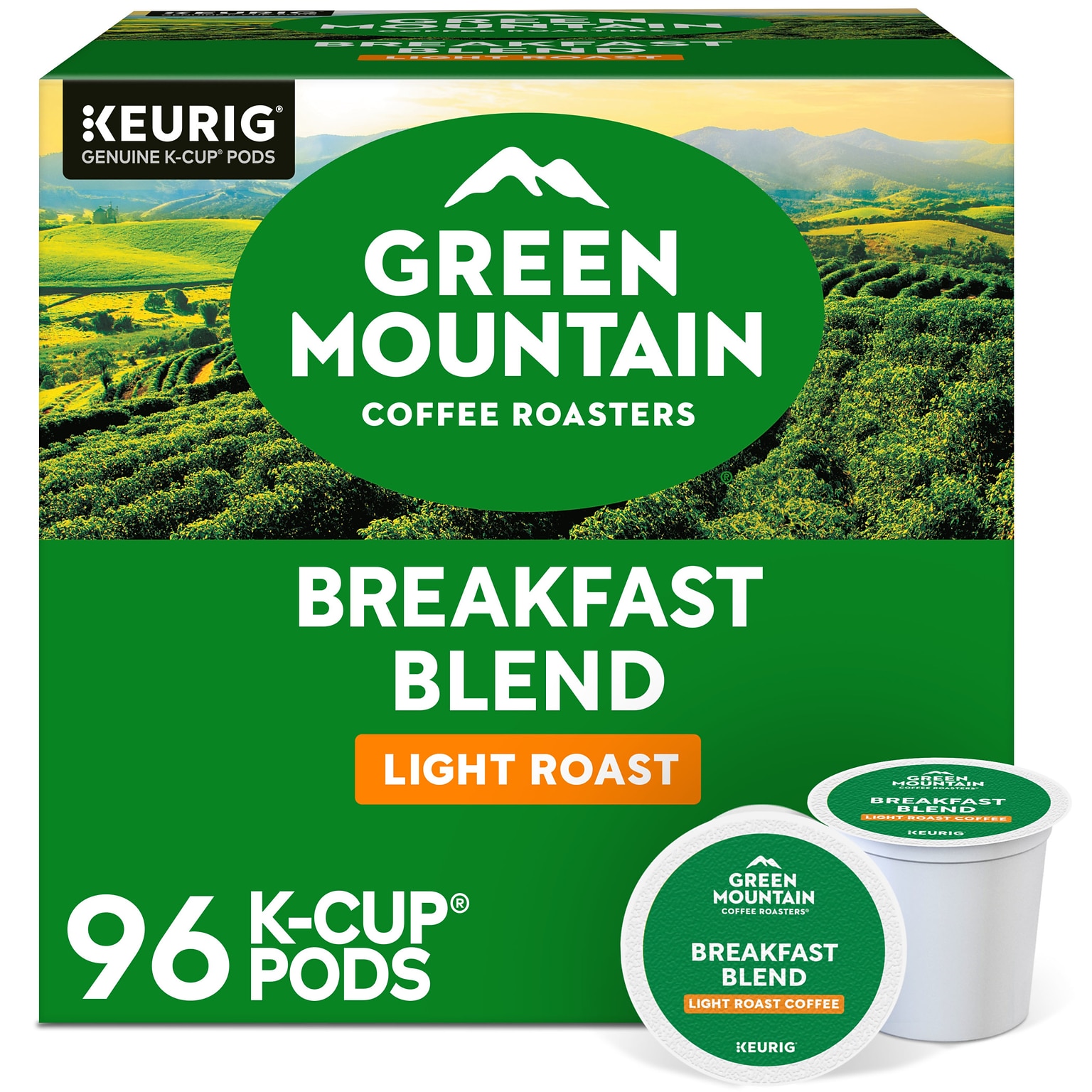 Green Mountain Breakfast Blend Coffee Keurig® K-Cup® Pods, Light Roast, 96/Carton (6520)