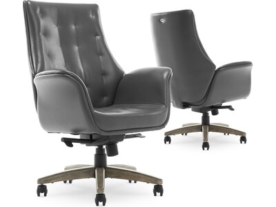 Thomasville Furniture Brooks Ergonomic Bonded Leather Swivel Executive Chair, Gray (51493-GRY)