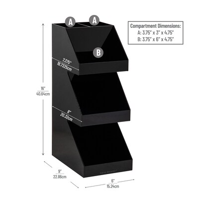 Mind Reader 5-Compartment Coffee, Tea, Utensil and Condiment Countertop Organizer, Black (3TCORG-BLK)