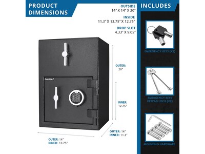 Barska Steel Depository Safe with Keypad Lock, 1.15 cu. ft., Black (AX13308)