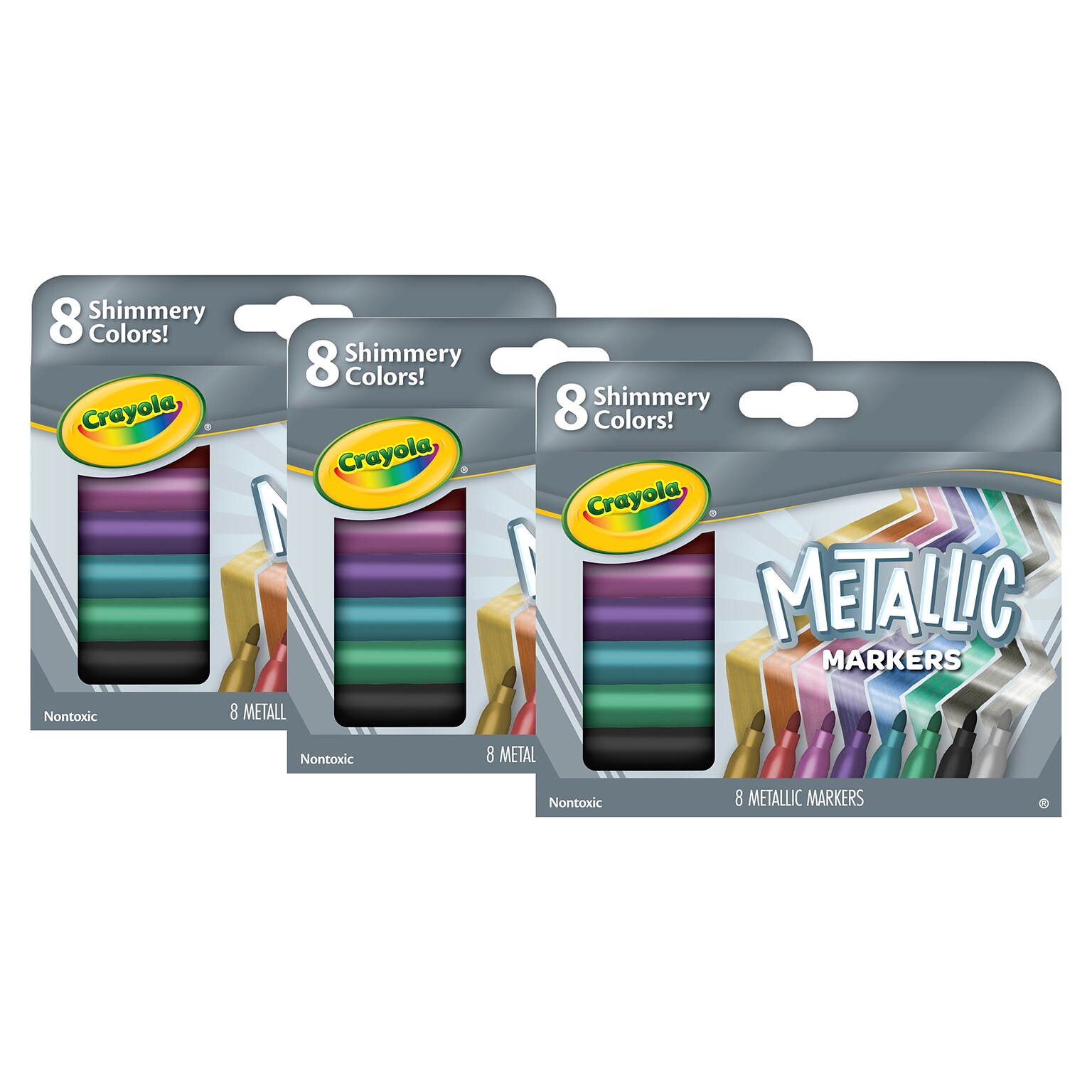 Crayola Metallic Kids Markers, Assorted Colors, 8/Pack, 3 Packs/Bundle (BIN588647-3)