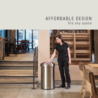 Rubbermaid Refine Stainless Steel Indoor Trash Can with Open Lid, 23 Gallon, Silver (2147584)