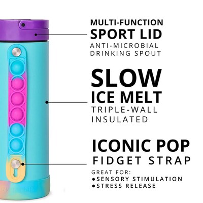 Elemental Iconic Pop Stainless Steel Triple Wall Insulated Water Bottle, 20 oz., Blue Tie Dye (EMLEB20PBTD18P)