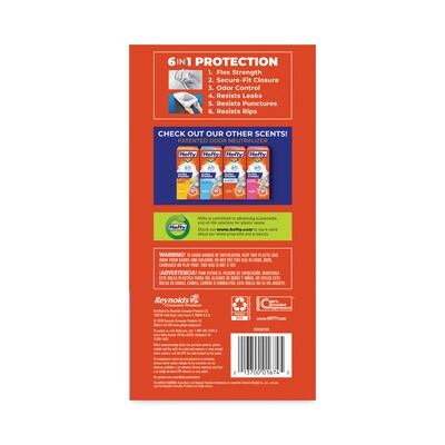 Hefty® Ultra Strong Scented Tall White Kitchen Bags, 13 gal, 0.9 mil, 23.75" x 24.88", White, 110 Bags/Box, 3 Boxes/Carton