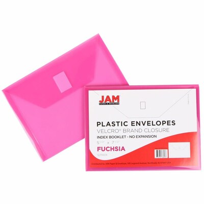 JAM Paper Premium Plastic Document File, Fuchsia Pink, 3/Pack (920V0FUX3)