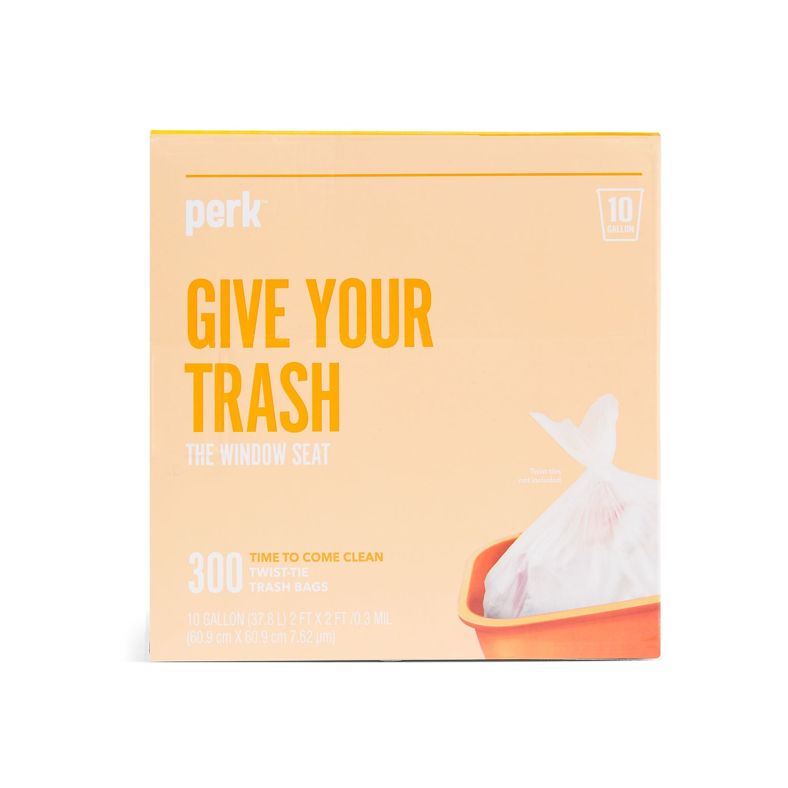 Perk™ 10 Gallon Kitchen Trash Bag, 24 x 24, High Density, 0.36 mil, Clear, 300 Bags/Box (PK56746)