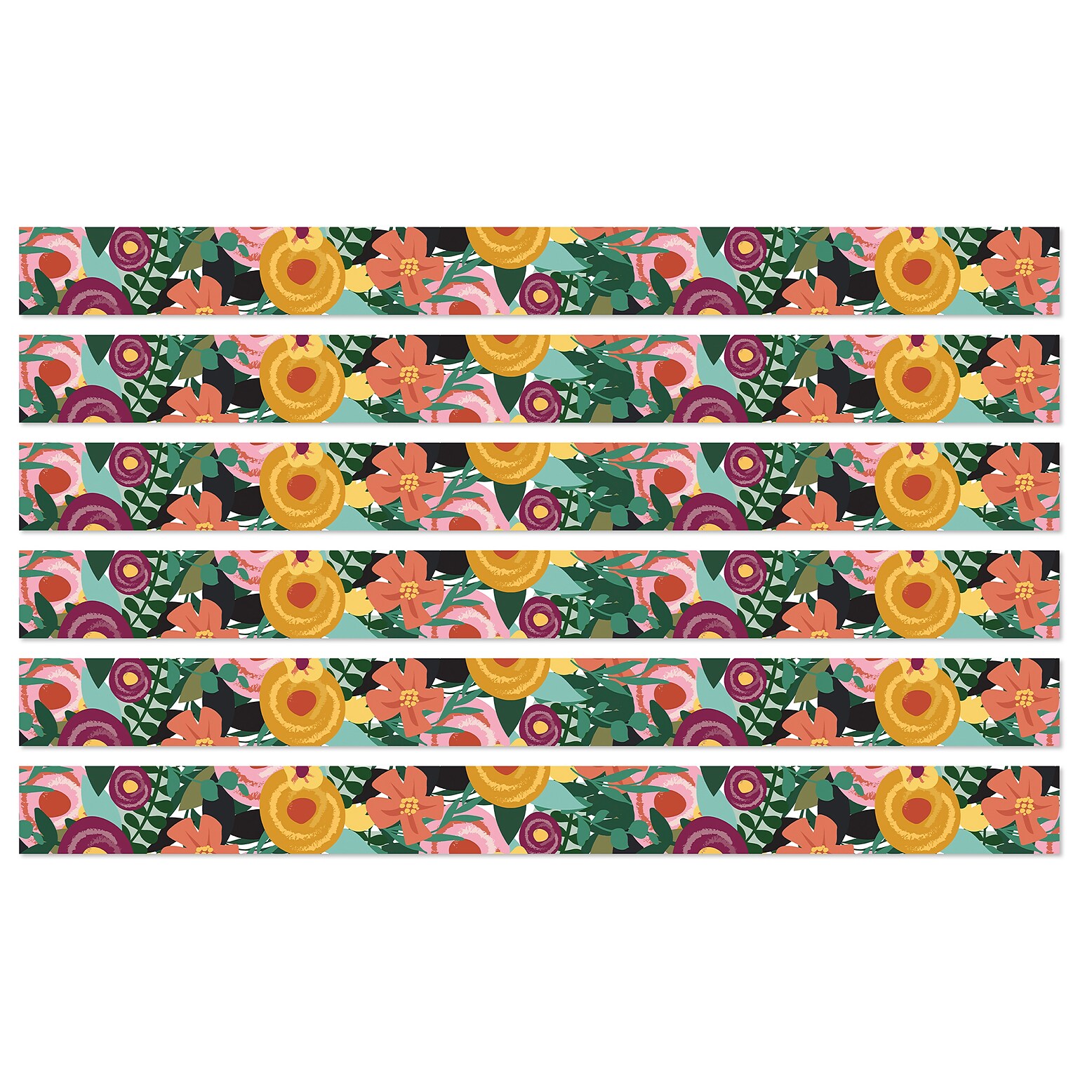 Carson Dellosa Education Grow Together Straight Borders, 3x 3, Floral Garden, 6/Bundle (CD-108492-6)
