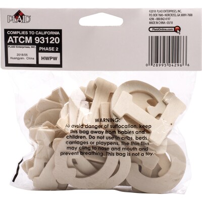 Plaid Letters, 1.75", Tan, 36/Pack, 6 Packs/Bundle (PDE4296-6)