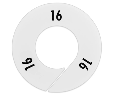 Nahanco Round Clothing Rack Size Divider, White with Black Print, Size 16 (CWB16)