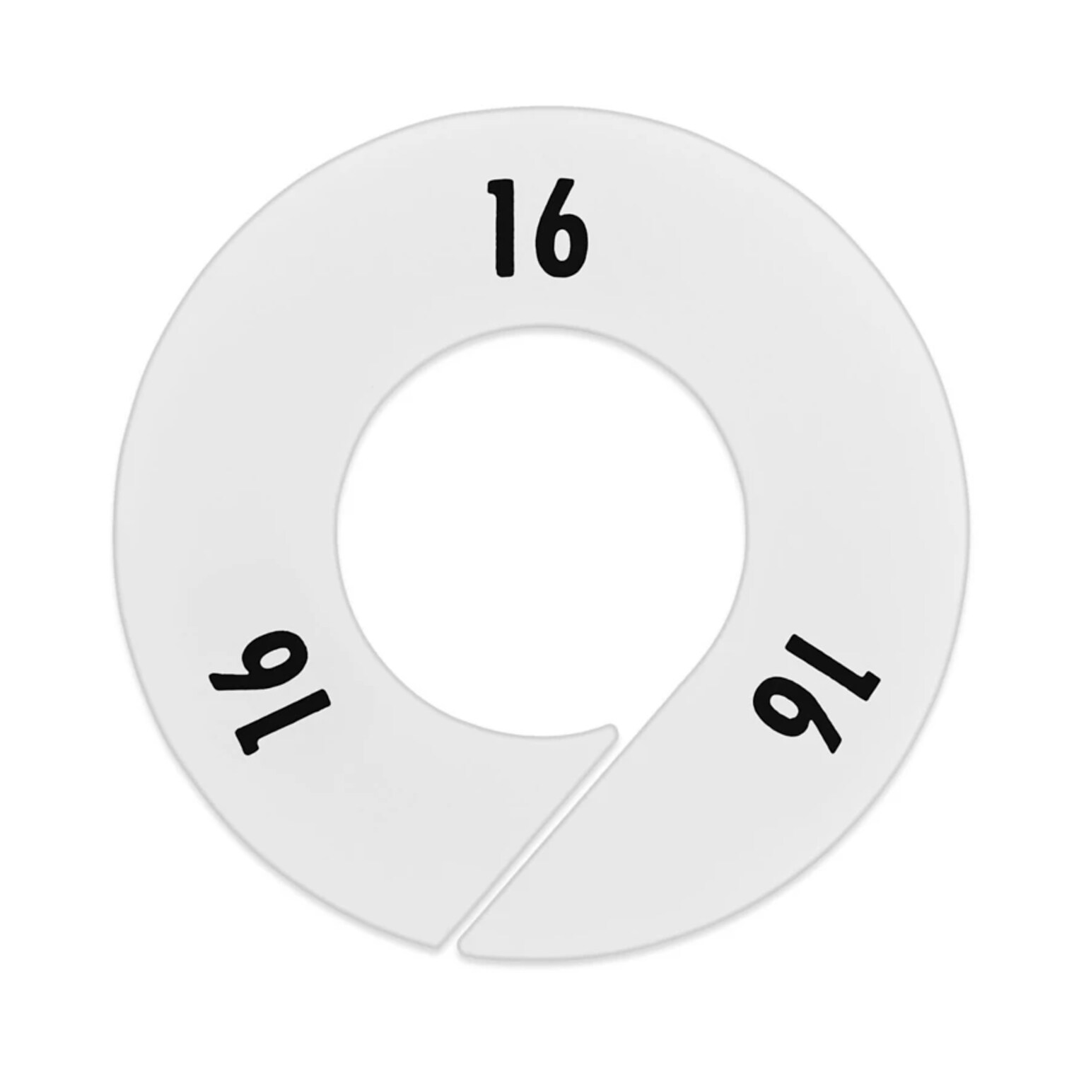Nahanco Round Clothing Rack Size Divider, White with Black Print, Size 16 (CWB16)
