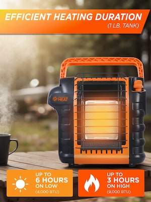 Commercial Heat 9000 BTU Portable Outdoor Radiant Propane Patio Heater, Orange (CHP9000O)