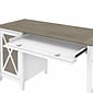 Bush Furniture Key West 54"W Computer Desk with Storage and Mid-Back Tufted Office Chair, Shiplap Gray/Pure White (KWS020G2W)