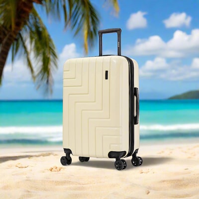 DUKAP Zahav 25.78 Hardside Suitcase, 4-Wheeled Spinner, TSA Checkpoint Friendly, Sand (DKZAH00M-SAN)