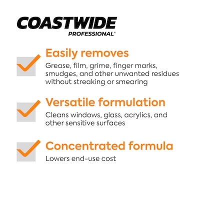 Coastwide Professional Glass Cleaner 61 Concentrate, 3.78L, 4/Carton (CW610001-A)