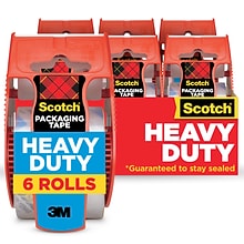 Scotch Heavy Duty Packing Tape with Dispenser, 1.88 x 22.2 yds., Clear, 6/Pack (142-6)