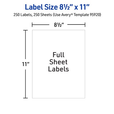 Avery Laser/Inkjet Shipping Labels, 8-1/2" x 11", White, 250 Labels/Box (95920)