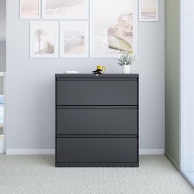 Quill Brand® 3-Drawer Lateral File Cabinet, Locking, Letter/Legal, Charcoal, 36"W (26823D-CC)