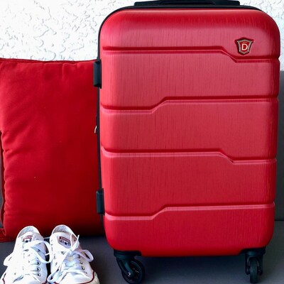 DUKAP Rodez 24" Hardside Suitcase, 4-Wheeled Spinner, TSA Checkpoint Friendly, Red (DKROD00M-RED)