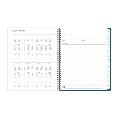 2027 Blue Sky Bakah Blue 8.5" x 11" Calendar Year Weekly & Monthly Planner, Plastic Cover (137261-27)