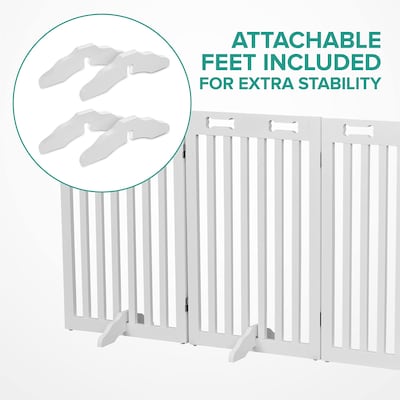 Arf Pets Freestanding 360° Foldable Dog Gate, 6-Panel Extension, 120"W x 31.5"H, White (APDGWD6PWH)
