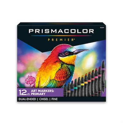 Prismacolor Professional Double-Ended Art Markers, Chisel & Fine, Assorted Colors, 12/Set (3620)