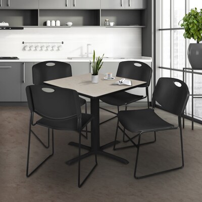 Regency 42-inch Laminate Square Table with 4 Chairs, Black (TB4242PL44BK)