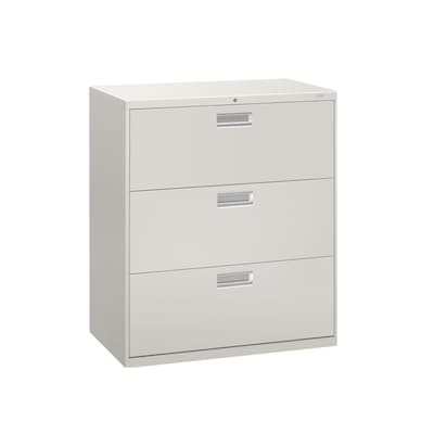 HON Brigade 600 Series 3-Drawer Lateral File Cabinet, Locking, Letter/Legal, Gray, 36W (H683.L.Q)