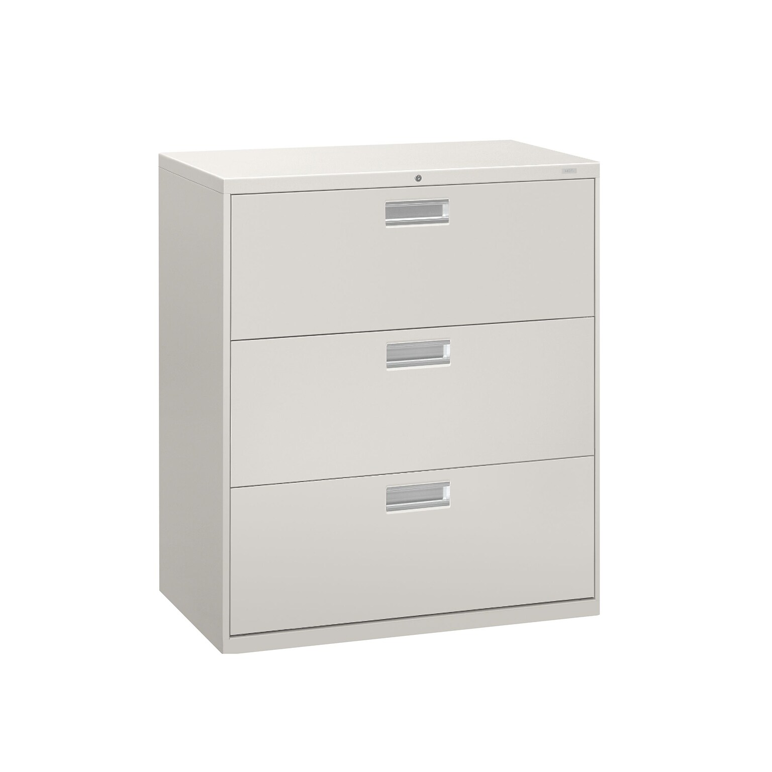 HON Brigade 600 Series 3-Drawer Lateral File Cabinet, Locking, Letter/Legal, Gray, 36W (H683.L.Q)