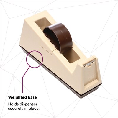 Scotch C-22 Two-Roll Desktop Tape Dispenser, 3 Core, High-Impact Plastic,  Beige 