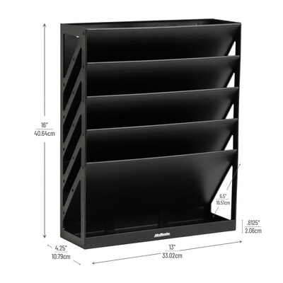 Mind Reader 5-Compartment Plastic Mountable Wall File, Black (WALLANCH-BLK)