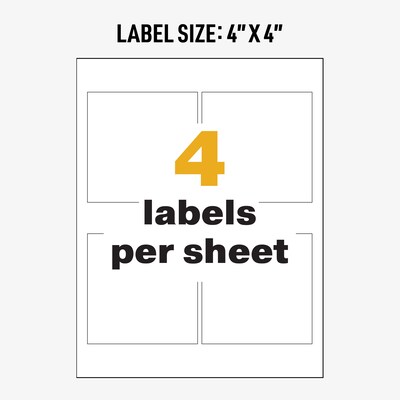 Avery UltraDuty Waterproof Laser GHS Chemical Labels, 4" x 4", White, 200 Labels/Box (60504)