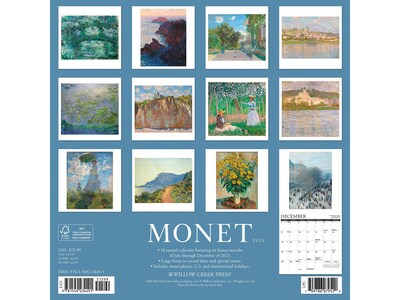 2024 Willow Creek Monet 12 x 12 Monthly Wall Calendar  (34491X)