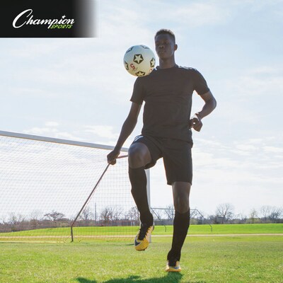 Champions Water-Resistant Rubber-Covered Sports Ball, White/Black, Size 5 Soccer Ball